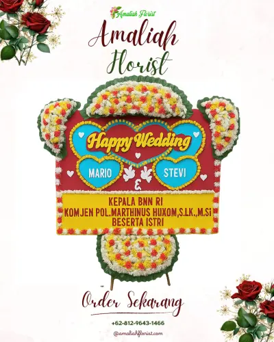 Karangan Papan Bunga Pernikahan di Sapuro Kebulen